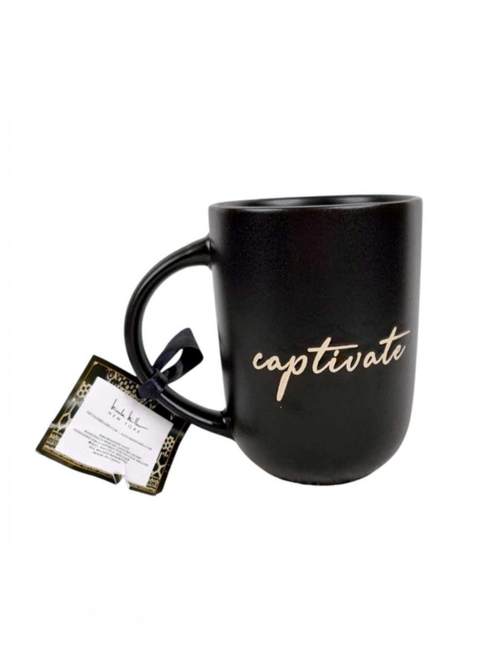 Nicole Miller Matte Collection “Captivate” Black Coffee Tea Mug